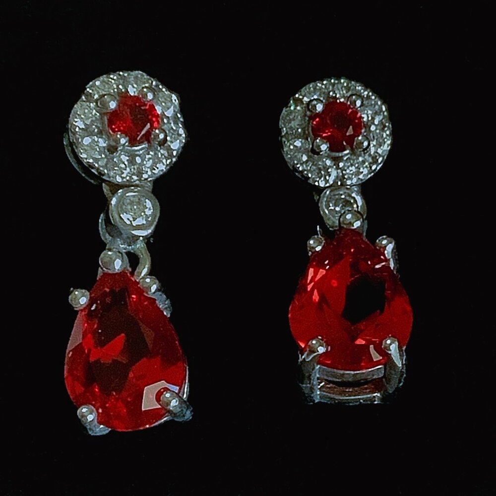 Stauer Sterling Silver Gemdrop Ruby Earrings - image 1